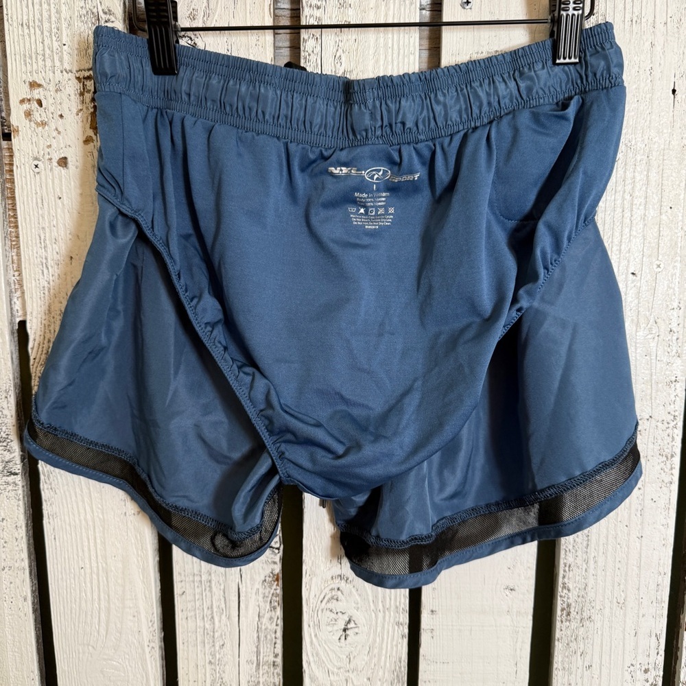 New York Laundry NYL Running Jogging Shorts Women’s Size Large Blue Lined Gym - Picture 6 of 8